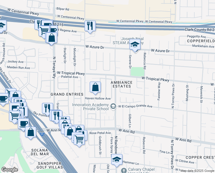 map of restaurants, bars, coffee shops, grocery stores, and more near 5904 Grand Heritage Street in Las Vegas