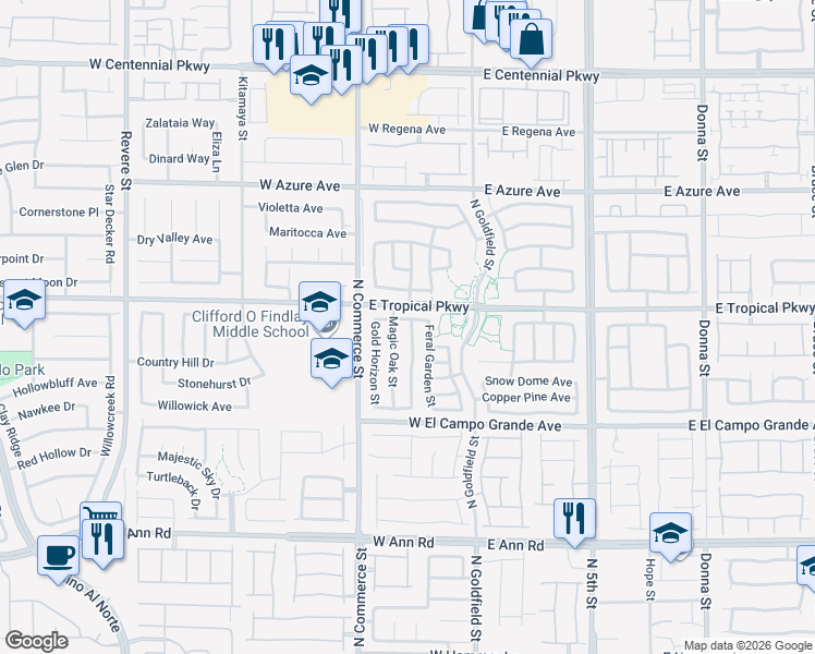 map of restaurants, bars, coffee shops, grocery stores, and more near 5961 Feral Garden Street in North Las Vegas
