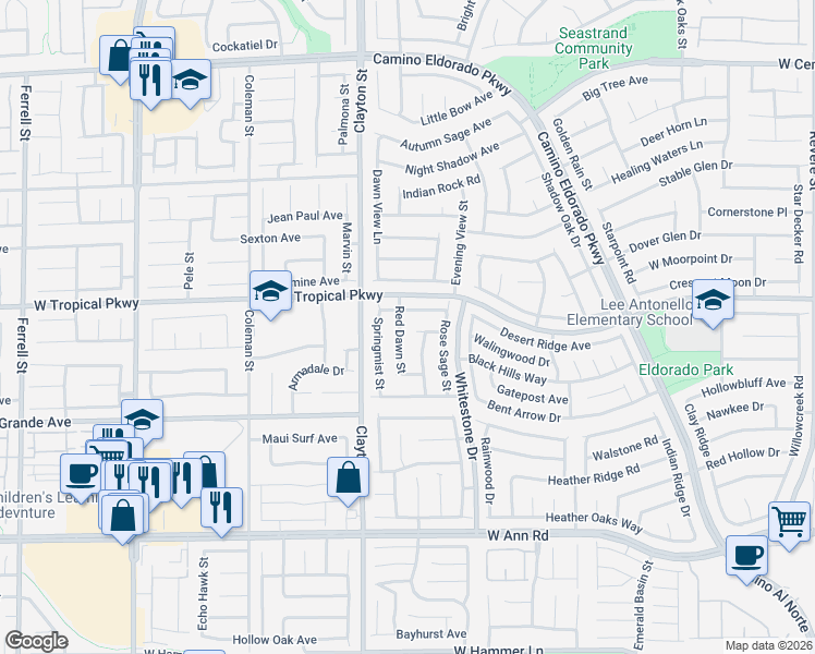 map of restaurants, bars, coffee shops, grocery stores, and more near 1839 Featherbrook Avenue in North Las Vegas