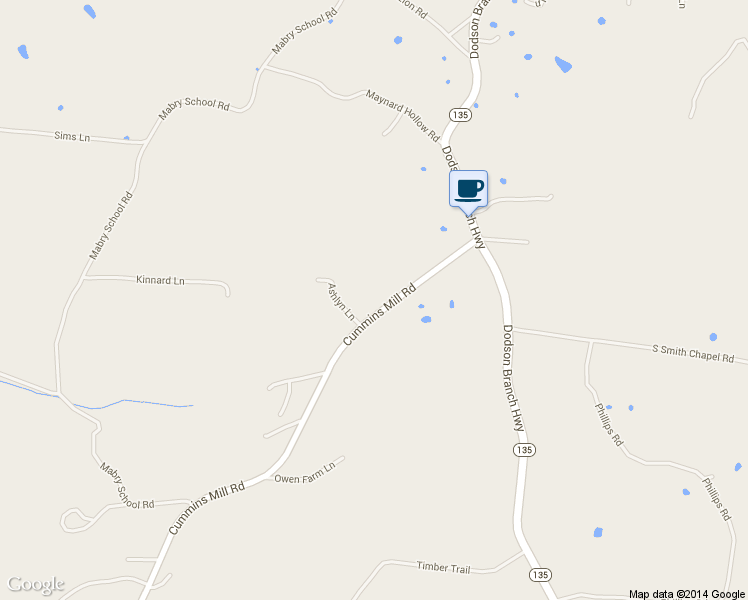 map of restaurants, bars, coffee shops, grocery stores, and more near 2647 Cummins Mill Road in Cookeville