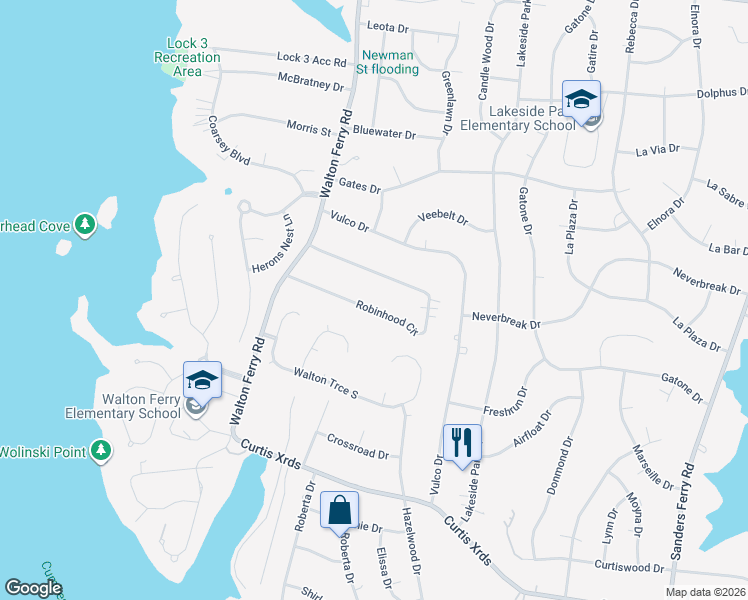 map of restaurants, bars, coffee shops, grocery stores, and more near 144 Robinhood Circle in Hendersonville