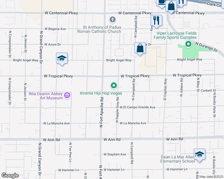 map of restaurants, bars, coffee shops, grocery stores, and more near 5925 North Dapple Gray Road in Las Vegas