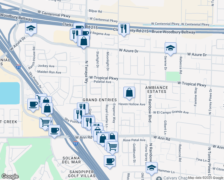 map of restaurants, bars, coffee shops, grocery stores, and more near 7004 Grandiose Court in Las Vegas