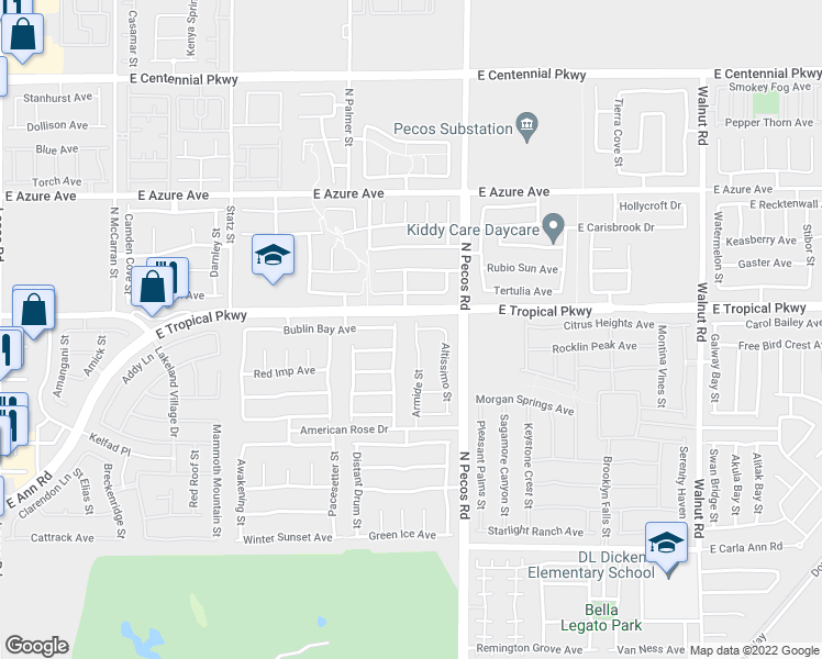 map of restaurants, bars, coffee shops, grocery stores, and more near 5937 Armide Street in North Las Vegas