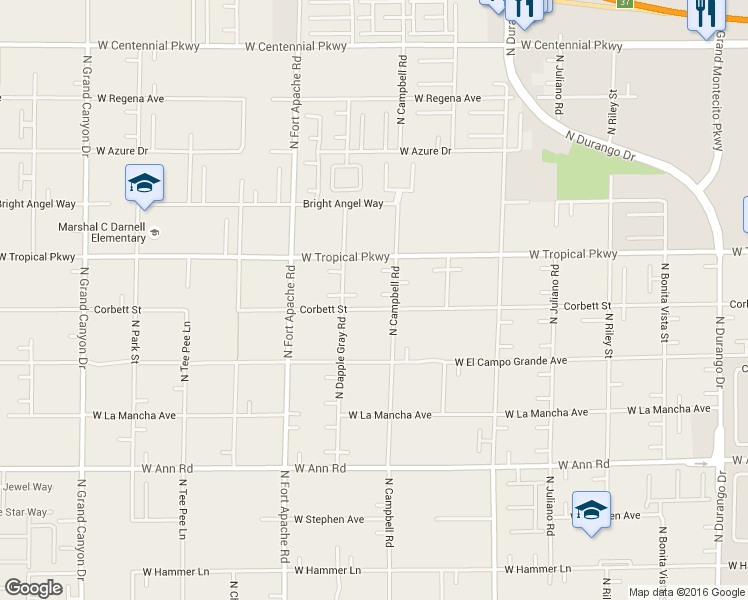 map of restaurants, bars, coffee shops, grocery stores, and more near 5915 North Campbell Road in Las Vegas