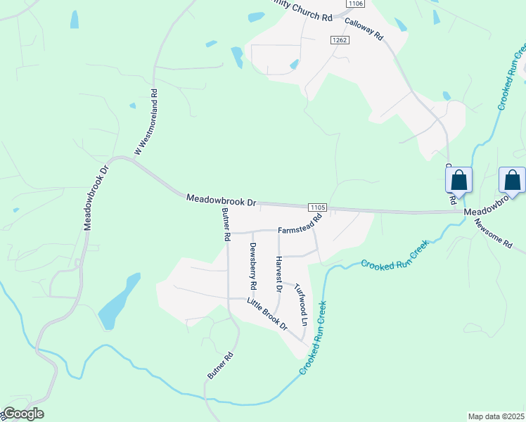 map of restaurants, bars, coffee shops, grocery stores, and more near 1335 Meadowbrook Drive in King