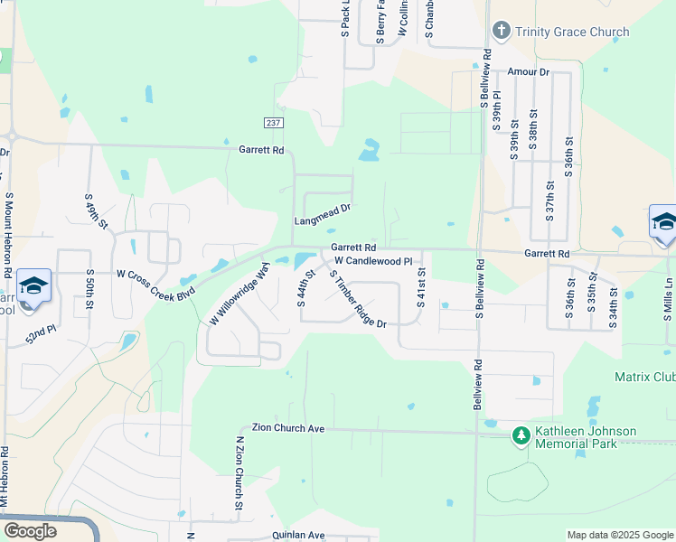 map of restaurants, bars, coffee shops, grocery stores, and more near 6405 South Timber Ridge Drive in Rogers