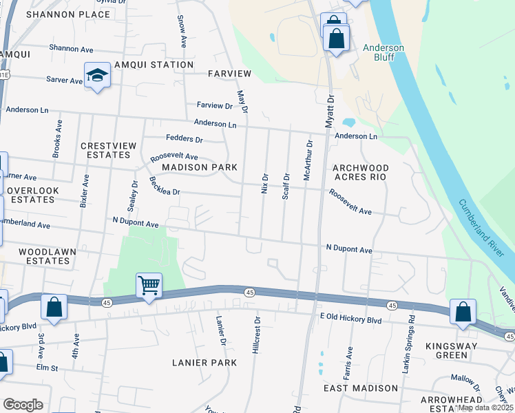 map of restaurants, bars, coffee shops, grocery stores, and more near 209B Nix Drive in Nashville