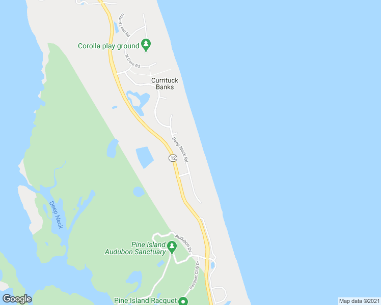 map of restaurants, bars, coffee shops, grocery stores, and more near 395 Deep Neck Road in Corolla