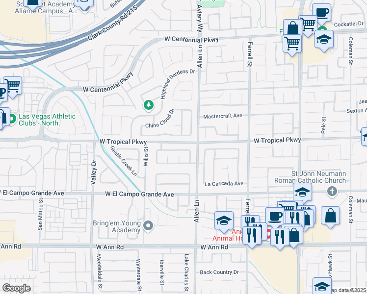 map of restaurants, bars, coffee shops, grocery stores, and more near 3728 Shimmering Creek Avenue in North Las Vegas