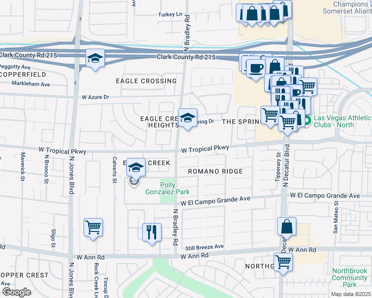 map of restaurants, bars, coffee shops, grocery stores, and more near 5312 Big Fawn Court in Las Vegas
