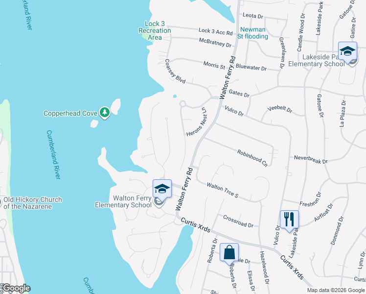 map of restaurants, bars, coffee shops, grocery stores, and more near 166 Chesapeake Harbor Boulevard in Hendersonville