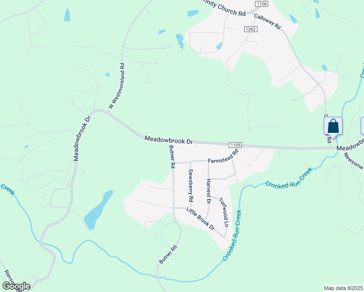 map of restaurants, bars, coffee shops, grocery stores, and more near 1375 Meadowbrook Drive in King