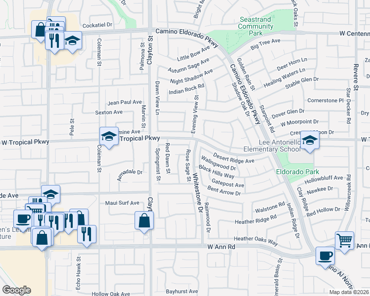 map of restaurants, bars, coffee shops, grocery stores, and more near 1839 Featherbrook Avenue in North Las Vegas