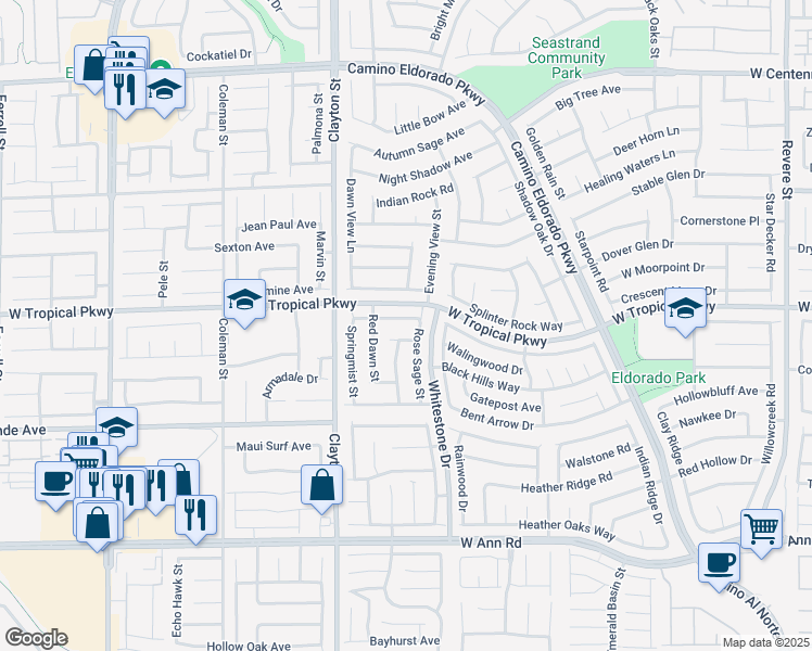 map of restaurants, bars, coffee shops, grocery stores, and more near 1839 Featherbrook Avenue in North Las Vegas