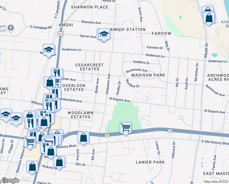 map of restaurants, bars, coffee shops, grocery stores, and more near 203 Sealey Dr in Madison
