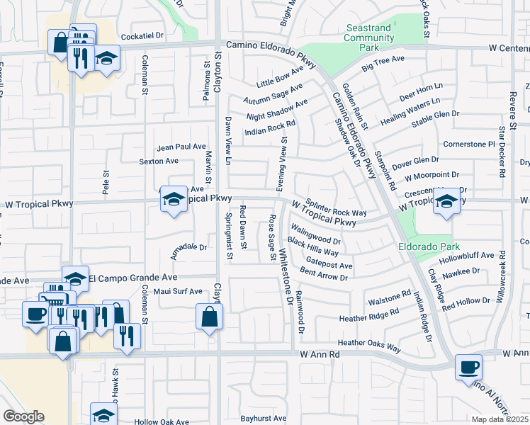 map of restaurants, bars, coffee shops, grocery stores, and more near 1839 Featherbrook Avenue in North Las Vegas