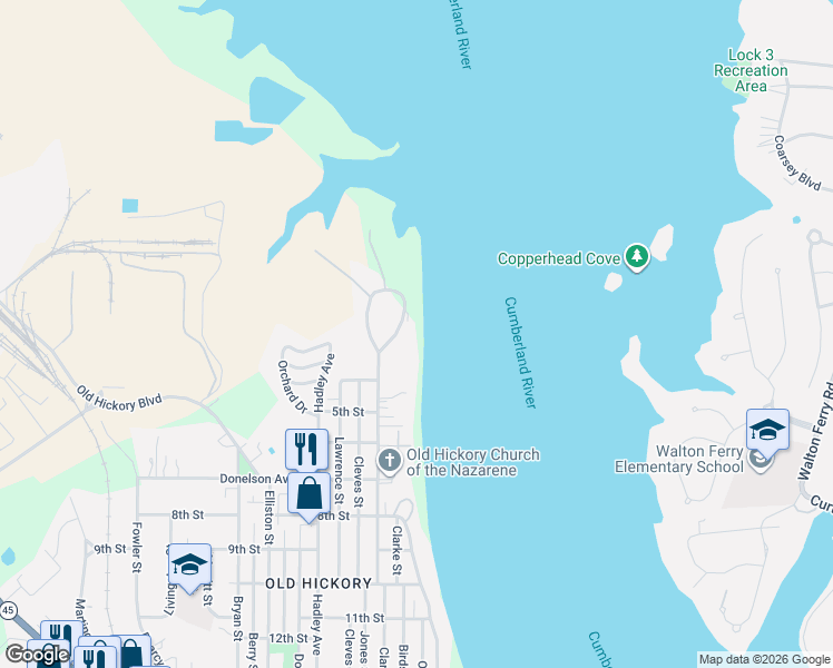 map of restaurants, bars, coffee shops, grocery stores, and more near 13 Jones Circle in Nashville