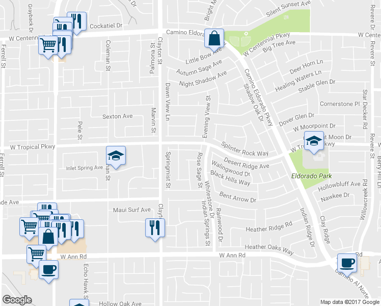 map of restaurants, bars, coffee shops, grocery stores, and more near 1839 Featherbrook Avenue in North Las Vegas