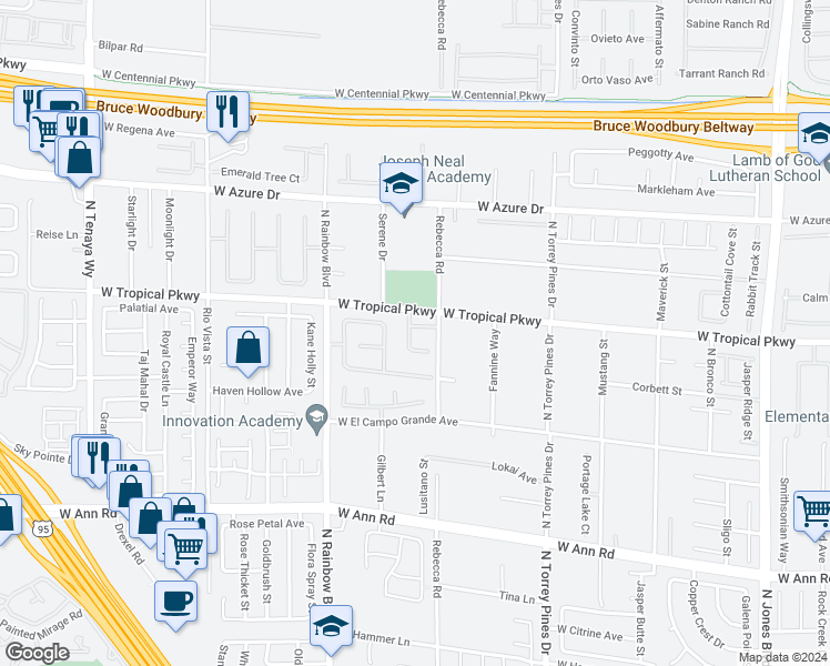 map of restaurants, bars, coffee shops, grocery stores, and more near 6645 Natalia Court in Las Vegas