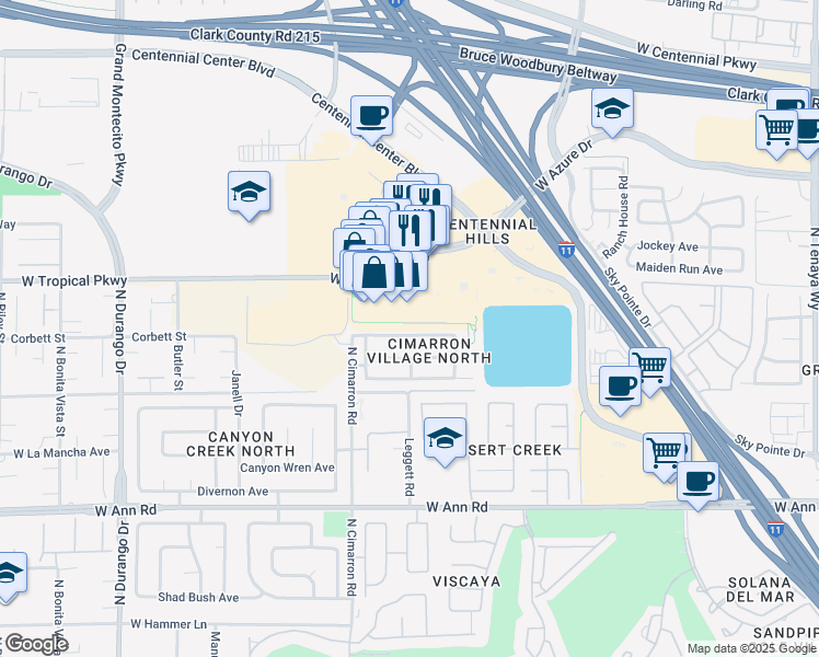 map of restaurants, bars, coffee shops, grocery stores, and more near 7876 West March Brown Avenue in Las Vegas
