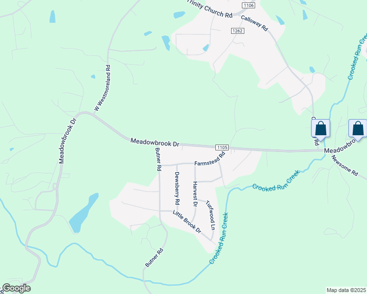 map of restaurants, bars, coffee shops, grocery stores, and more near 1335 Meadowbrook Drive in King