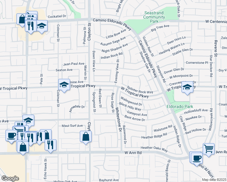 map of restaurants, bars, coffee shops, grocery stores, and more near 5963 Trailblazer Drive in North Las Vegas