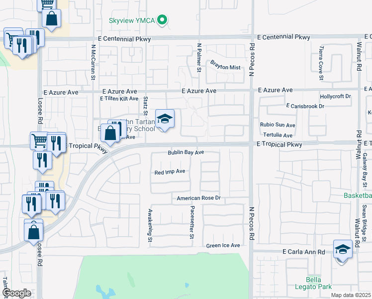 map of restaurants, bars, coffee shops, grocery stores, and more near 3124 Bublin Bay Avenue in North Las Vegas