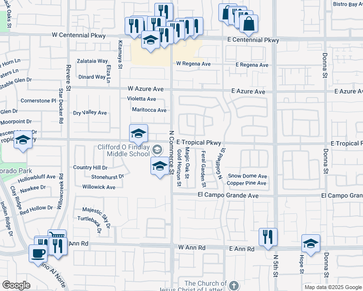 map of restaurants, bars, coffee shops, grocery stores, and more near 212 Palatial Pines Avenue in North Las Vegas