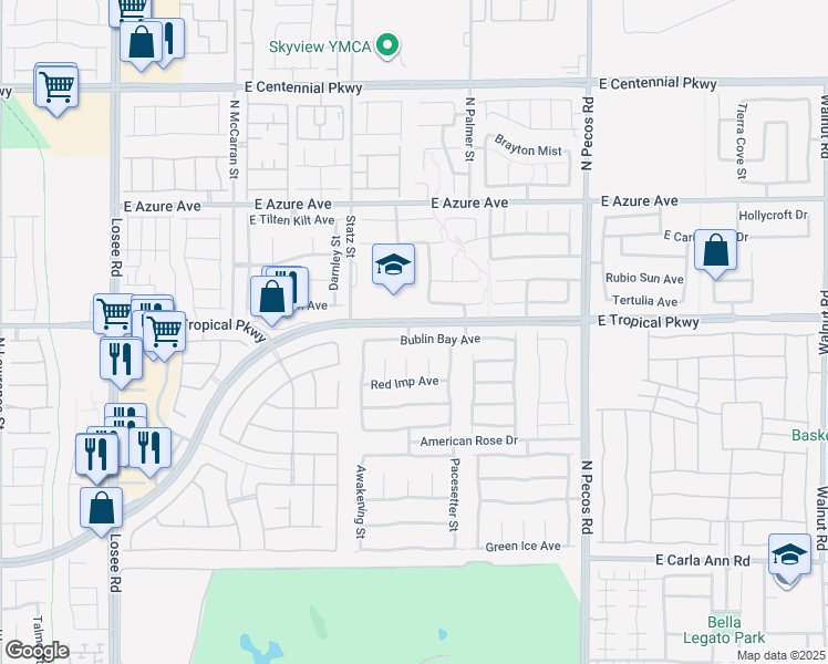map of restaurants, bars, coffee shops, grocery stores, and more near 3104 Bublin Bay Avenue in North Las Vegas