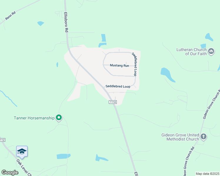 map of restaurants, bars, coffee shops, grocery stores, and more near 110 Saddlebred Loop in Stokesdale