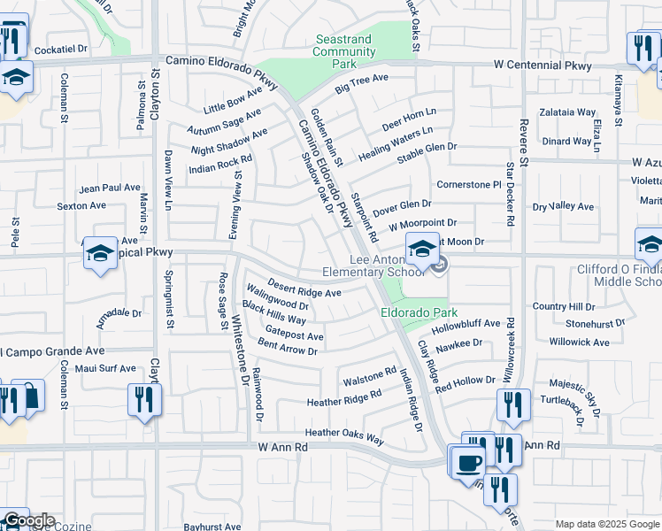 map of restaurants, bars, coffee shops, grocery stores, and more near 1508 Splinter Rock Way in North Las Vegas