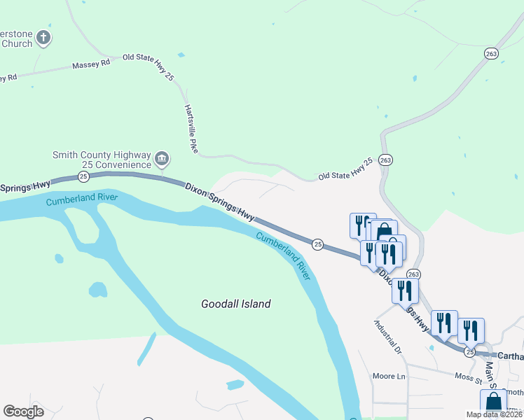 map of restaurants, bars, coffee shops, grocery stores, and more near 117 Erica Terrace in Carthage