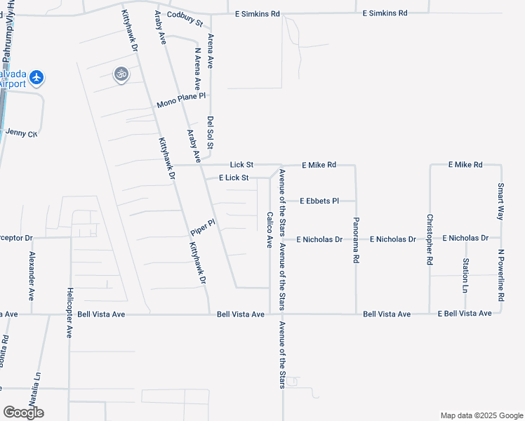 map of restaurants, bars, coffee shops, grocery stores, and more near 3370 Calico Avenue in Pahrump