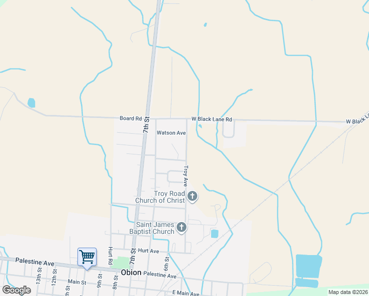 map of restaurants, bars, coffee shops, grocery stores, and more near 116 East Lee Ann Avenue in Obion