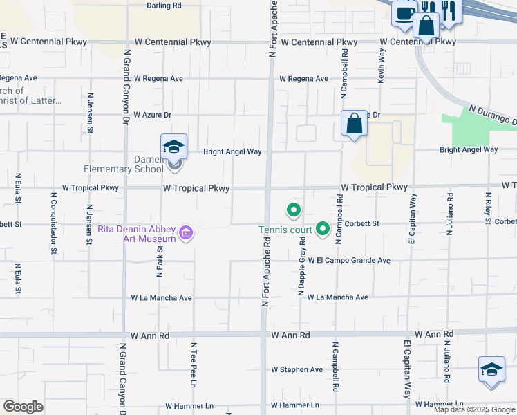map of restaurants, bars, coffee shops, grocery stores, and more near 9230 Corbett Street in Las Vegas