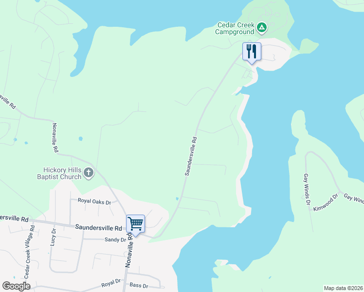 map of restaurants, bars, coffee shops, grocery stores, and more near 8575 Saundersville Road in Mt. Juliet