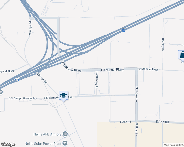 map of restaurants, bars, coffee shops, grocery stores, and more near East El Campo Grande Avenue in Las Vegas