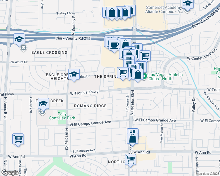 map of restaurants, bars, coffee shops, grocery stores, and more near 5933 Tropical Springs Street in Las Vegas