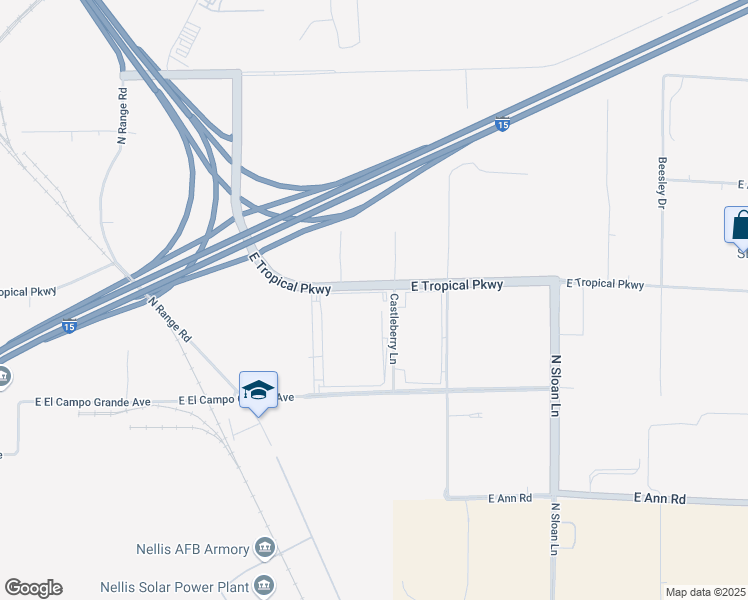 map of restaurants, bars, coffee shops, grocery stores, and more near 5550 East El Campo Grande Avenue in Las Vegas