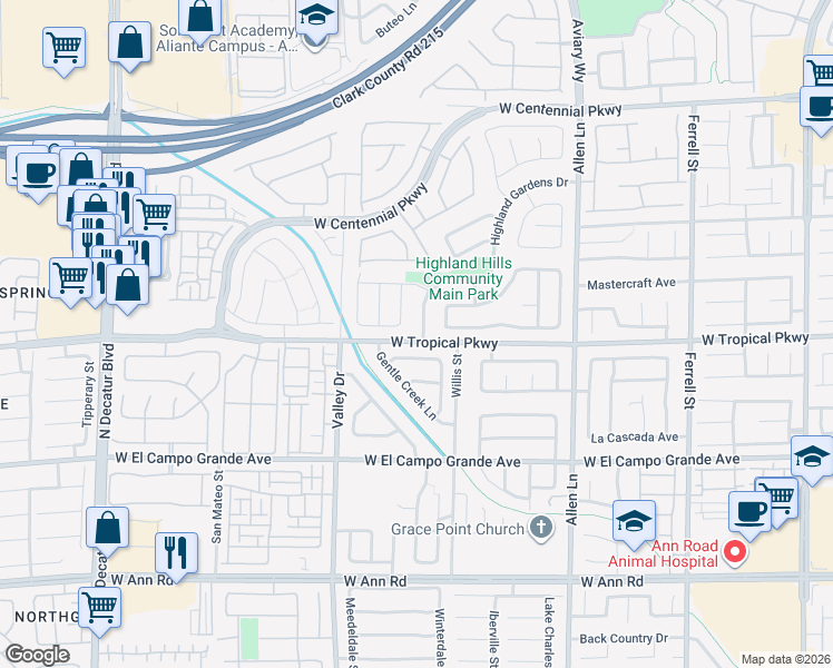 map of restaurants, bars, coffee shops, grocery stores, and more near 4114 Cotton Creek Avenue in North Las Vegas