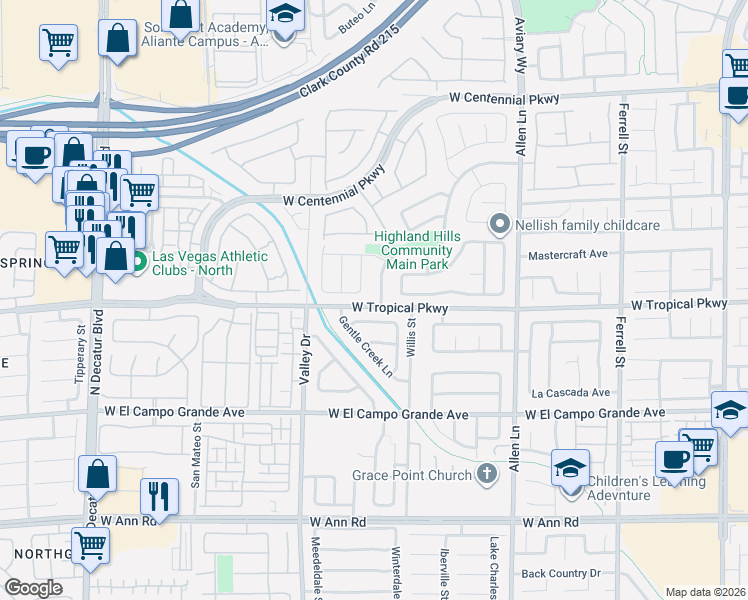 map of restaurants, bars, coffee shops, grocery stores, and more near 4114 Cotton Creek Avenue in North Las Vegas