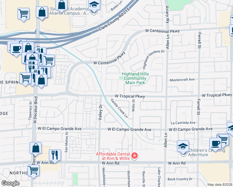 map of restaurants, bars, coffee shops, grocery stores, and more near 4121 Catalan Sails Avenue in North Las Vegas