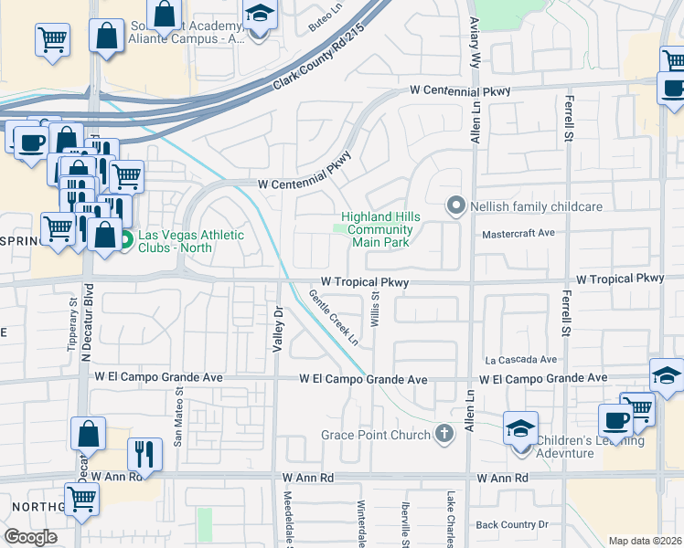 map of restaurants, bars, coffee shops, grocery stores, and more near 4114 Cotton Creek Avenue in North Las Vegas