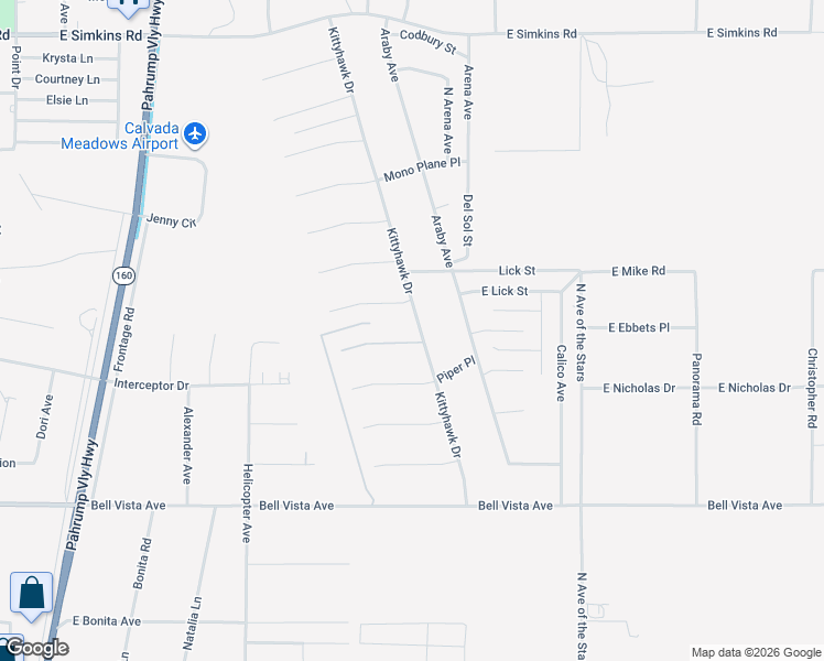 map of restaurants, bars, coffee shops, grocery stores, and more near 1380 East Glider Place in Pahrump