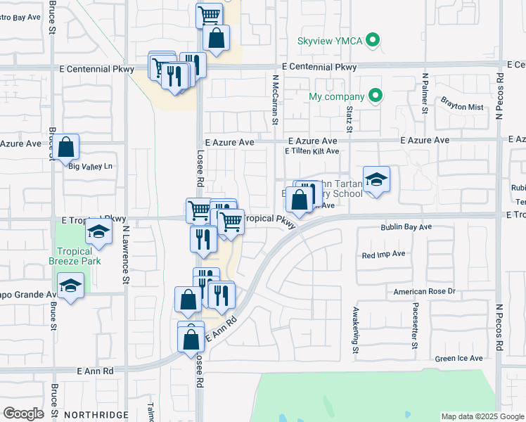 map of restaurants, bars, coffee shops, grocery stores, and more near 6068 Orchid Falls Street in North Las Vegas