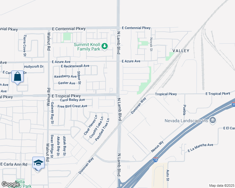 map of restaurants, bars, coffee shops, grocery stores, and more near N Lamb Blvd & E Tropical Pkwy in North Las Vegas