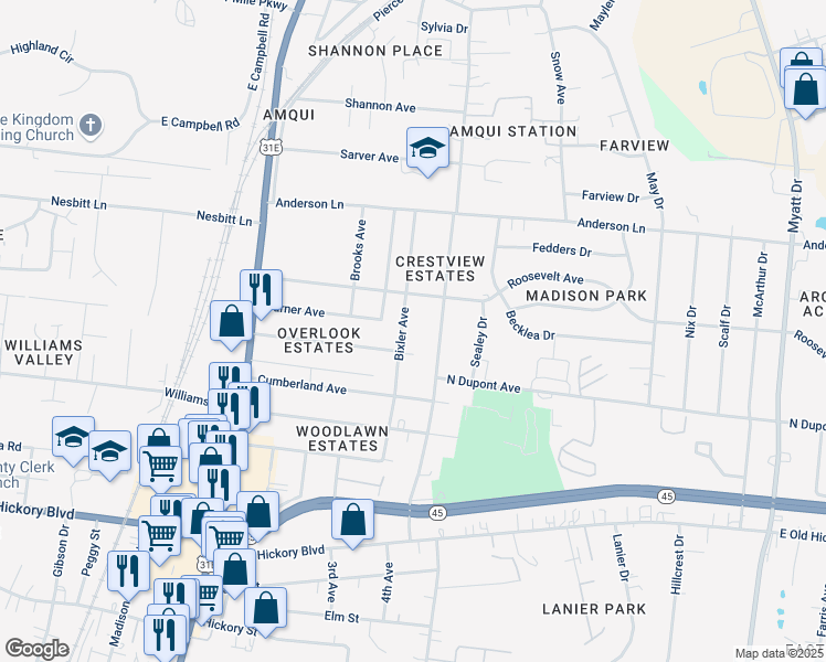 map of restaurants, bars, coffee shops, grocery stores, and more near 690 Bixler Avenue in Nashville