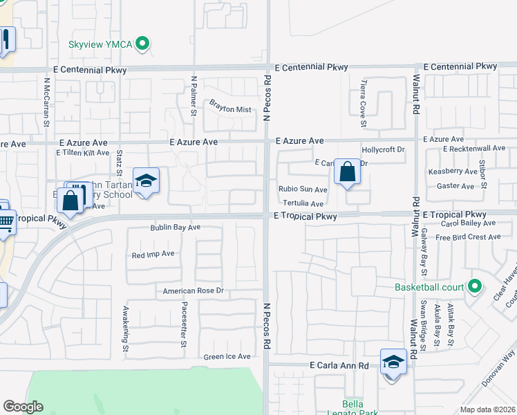 map of restaurants, bars, coffee shops, grocery stores, and more near 3436 Conterra Park Avenue in North Las Vegas