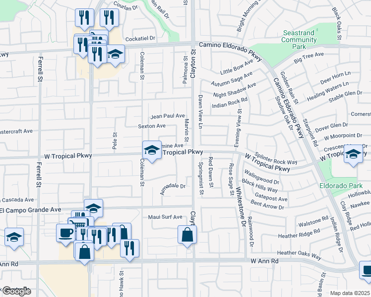 map of restaurants, bars, coffee shops, grocery stores, and more near 2015 Akamine Avenue in North Las Vegas